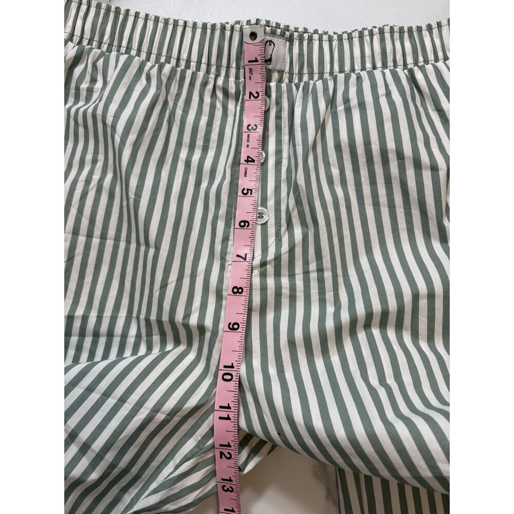Happily Grey Boxer Pants Green and White Striped Size Large 100% Cotton - Picture 7 of 8